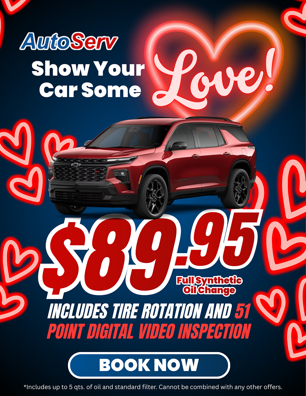 Car service offer with tire rotation for $89.95.