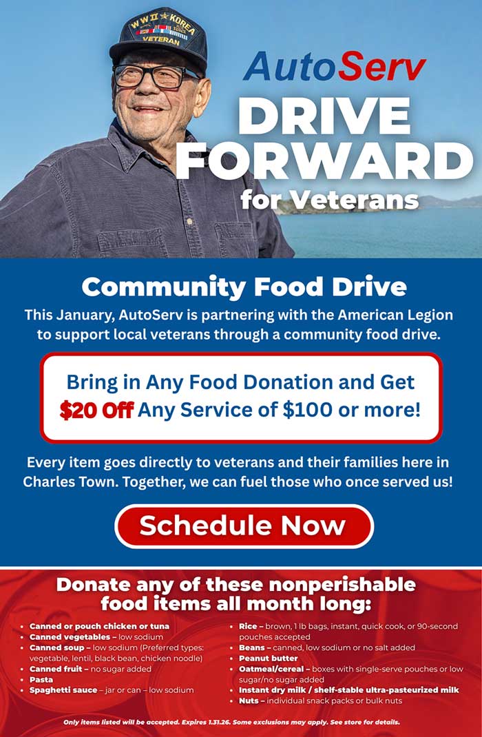 AutoServ community food drive for veterans event details.