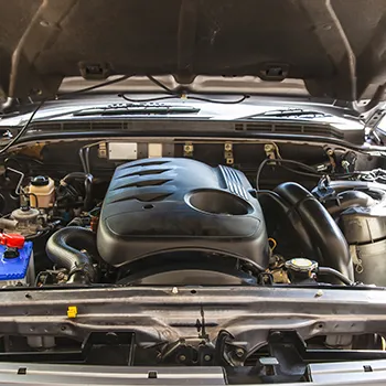 Car engine with open hood